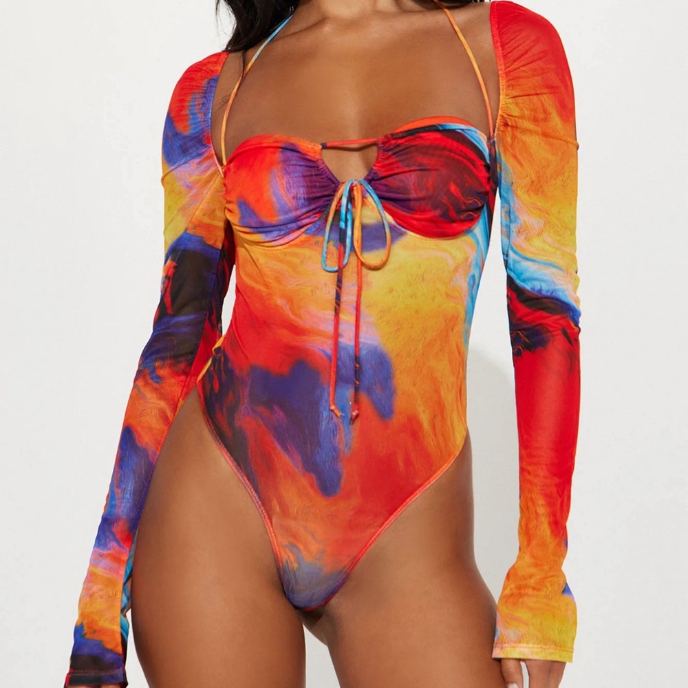 Fashion Nova 'Summer Time Fine' Bodysuit, NWT, Size Medium, Festival Wear